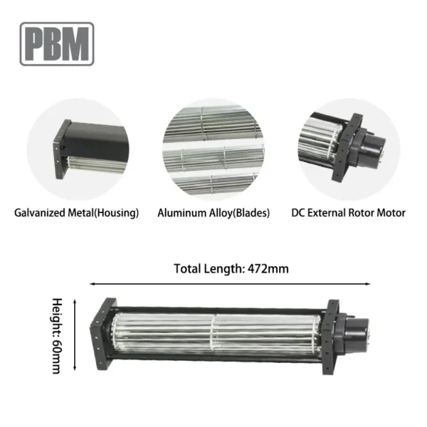 Cross Flow Fan, 43mm, Brushless, 118.88CFM/202m/H, 1.94mmH2O - view 3