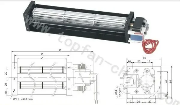 Cross Flow Fan, Centrifugal, 220v, 115v, Tangential - view 3