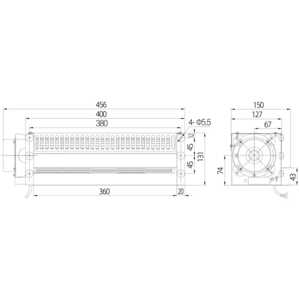 Cross Flow Fan, FYD-E007, 1250rpm, CCC, FB-1035B - view 3