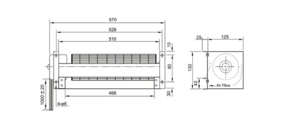 Cross Flow Fan, HR9446CBP12HL, 120V, 43W, 50W - view 2