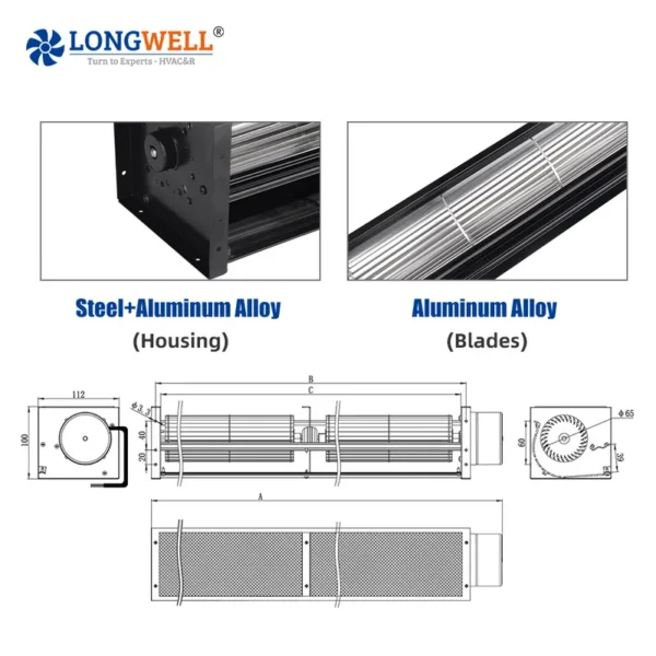 Cross Flow Fan, LONGWELL, 12-24V, Tangential, 500mm - view 4