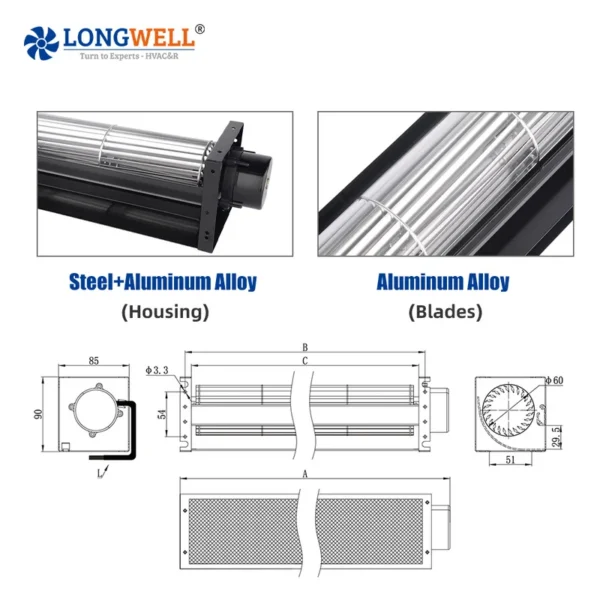 Cross Flow Fan, LONGWELL, 12V, 24V, 30mm - view 2
