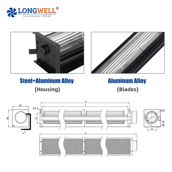 Cross Flow Fan, LONGWELL, 12V, 24V, 30mm - view 4