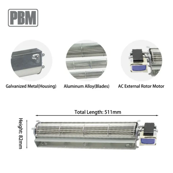Cross Flow Tangential Blower, CFM, 4.29mmH2O, 5-Year - view 5
