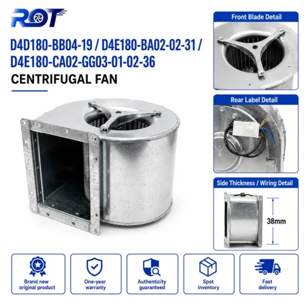 D4e180-ca02-02 Centrifugal Cooling Fan, 230VAC, 180mm, 1175CFM - view 4