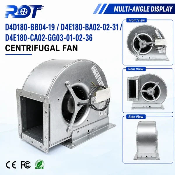D4e180-ca02-02 Centrifugal Cooling Fan, 230VAC, 180mm, 1175CFM - view 5