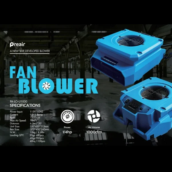 Damage Restoration Clean Fan, 1000CFM, 110V, Electric - view 3