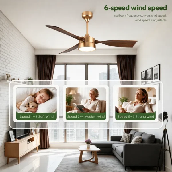 Decorative Led Ceiling Fan, 52-Inch, BLDC, 6-Speed - view 3