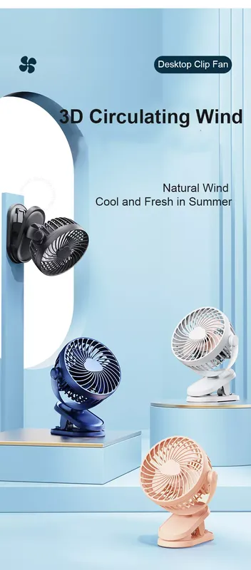 Desk Clip Multi-functional Fan, Portable, 5, Battery - view 5
