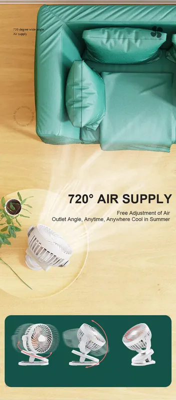 Desk Clip Multi-functional Fan, Portable, 5, Battery - view 6