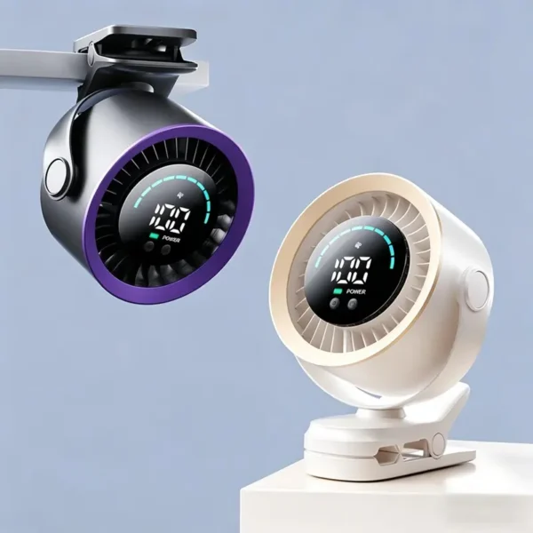 Desk Fan, Portable, 3000mAh, LED, 100-Speed - view 2