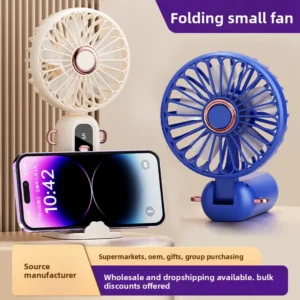 Digital Display Folding Fan, USB, Portable, 5-Speed