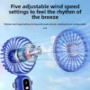 Digital Display Folding Fan, USB, Portable, 5-Speed - view 2