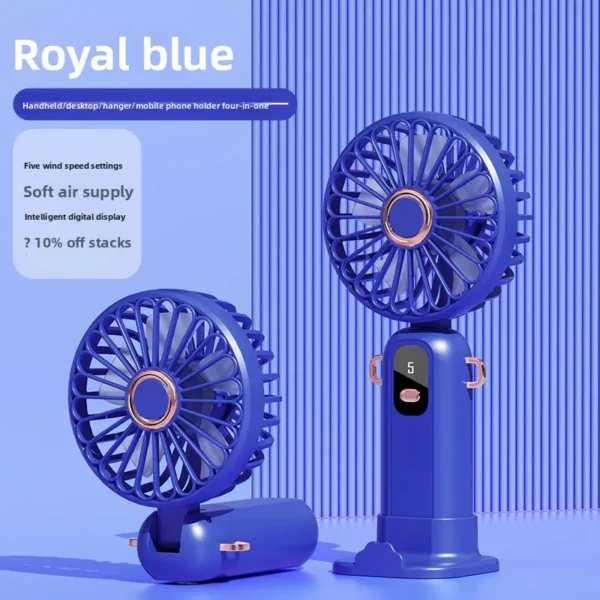 Digital Display Folding Fan, USB, Portable, 5-Speed - view 6