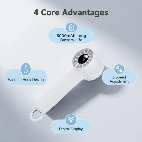 Display Cooling Handheld Fan, USB, Plastic, Portable