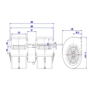 Double Blower, 24v, 009-B40-22, 1100m3
