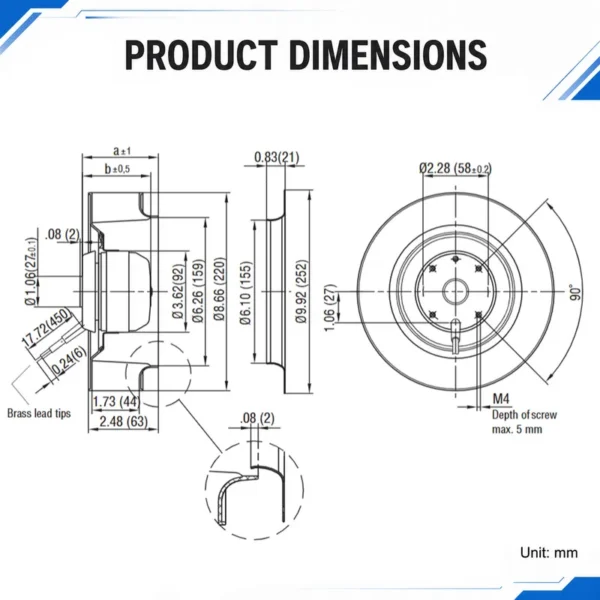 Dual Ball Bearing, 220/230V, 50/60hz, 100W, 22071 - view 5