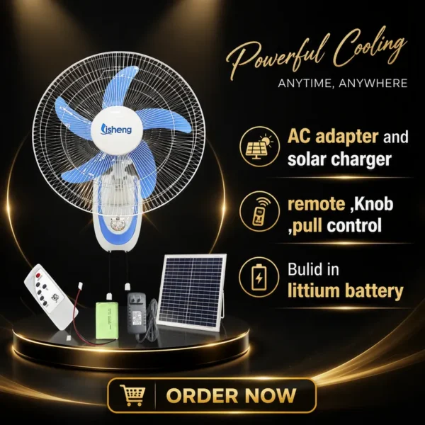 Electric Fan, 12V, Copper, Solar, Wall
