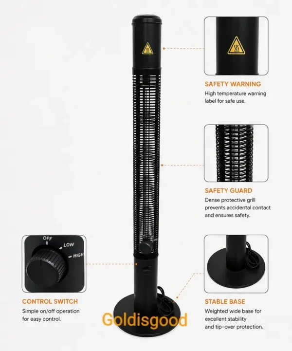 Electric Heater, 1500W, Waterproof - view 3