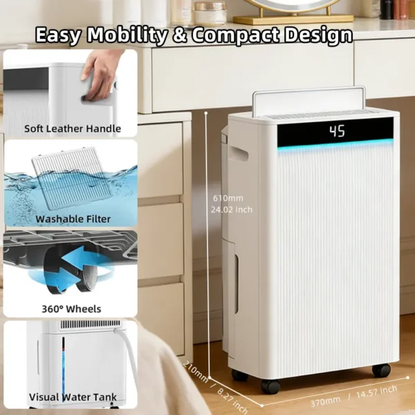 Electric Moisture Absorber Dehumidifier, 20L, 220v-240v 50Hz - view 3