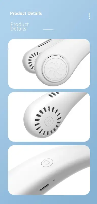 Electric Neck Fan, Plastic, USB, Portable - view 6
