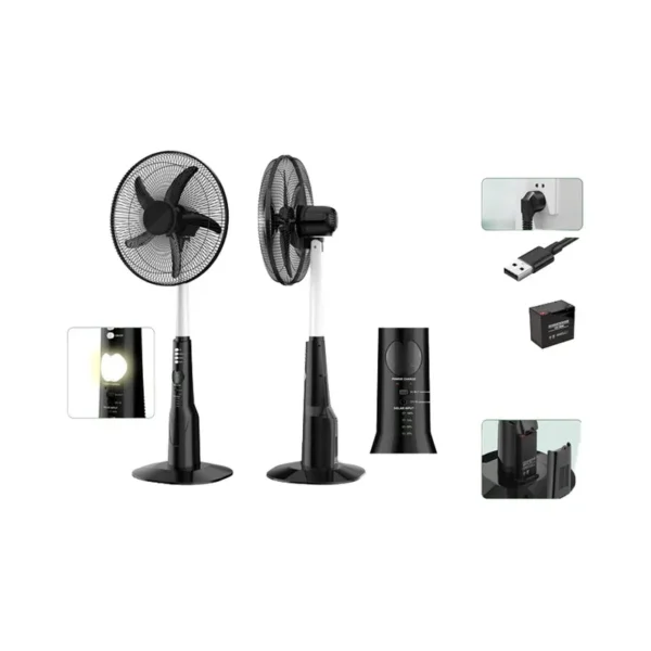 Electric Oscillating Stand Fan, 16/18-Inch, Solar, 12V
