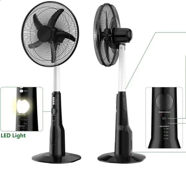 Electric Oscillating Stand Fan, 16/18-Inch, Solar, 12V - view 2