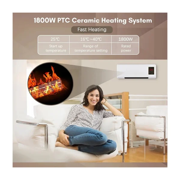 Electric Ptc Ceramic Fan, Portable, Wall, ERP - view 3