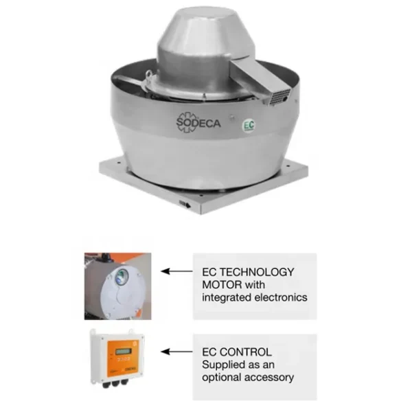 Electric Roof-mounted Extract Fan, SODECA, Aluminum, Roof - view 3
