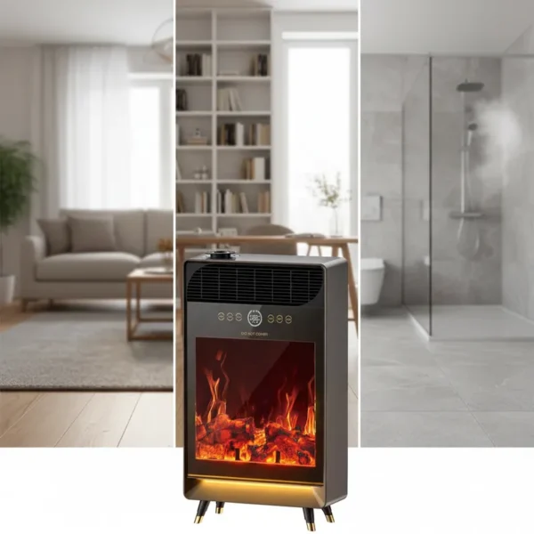 Electric Safety Ptc Fireplace, 12-Hour, 2000 W, Plastic - view 4