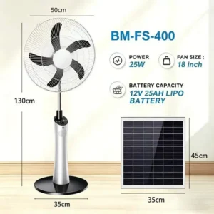 Electric Solar Standing Fan, 2200, Plastic, USB