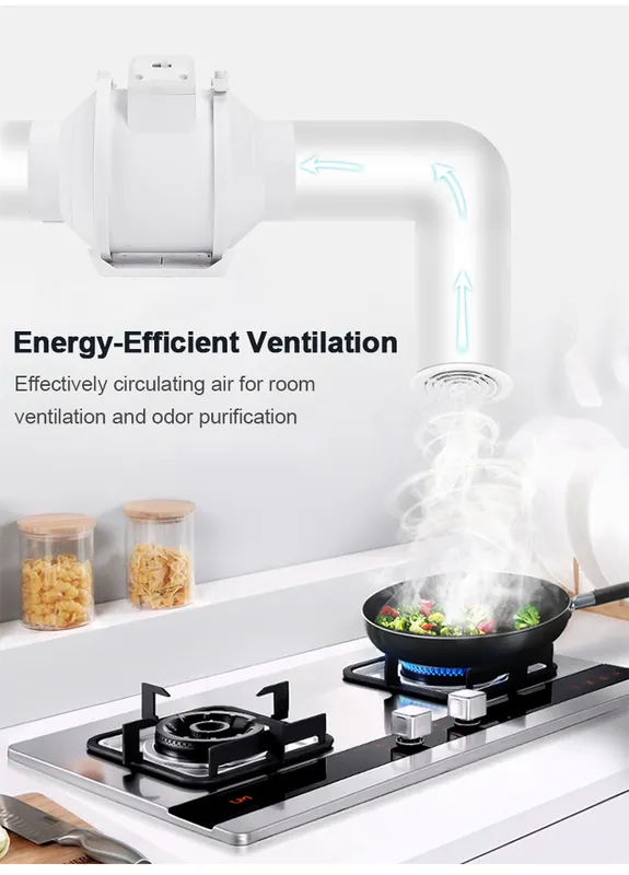 Electric Ventilation Duct Fan, Inline, 110-240V - view 5