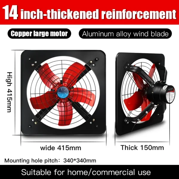 Electric Wall-mounted Axial Fan, 220 V, 1800(m³ - view 2