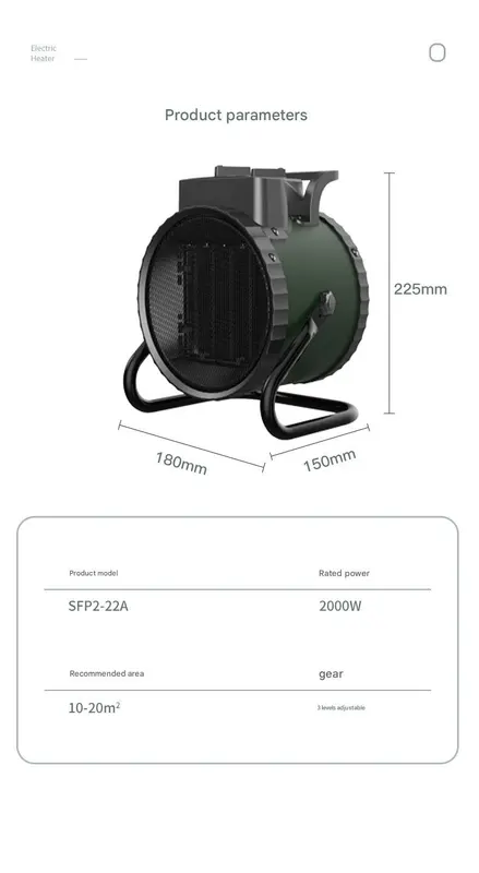 Electric Warm Air Heater, 2KW, PTC, Portable - view 4