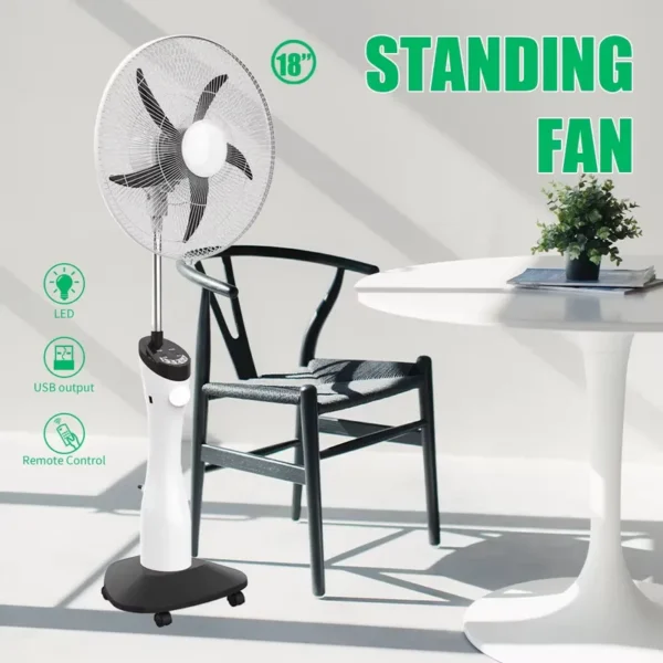 Emergency Oscillating Stand Fan, 18-inch, 12V, 7Ah, 9-speed - view 5