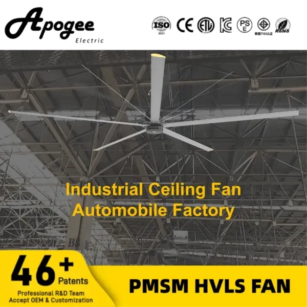 Energy Saving Hvls Fan, PMSM, 24ft, 7.3m, Aluminum