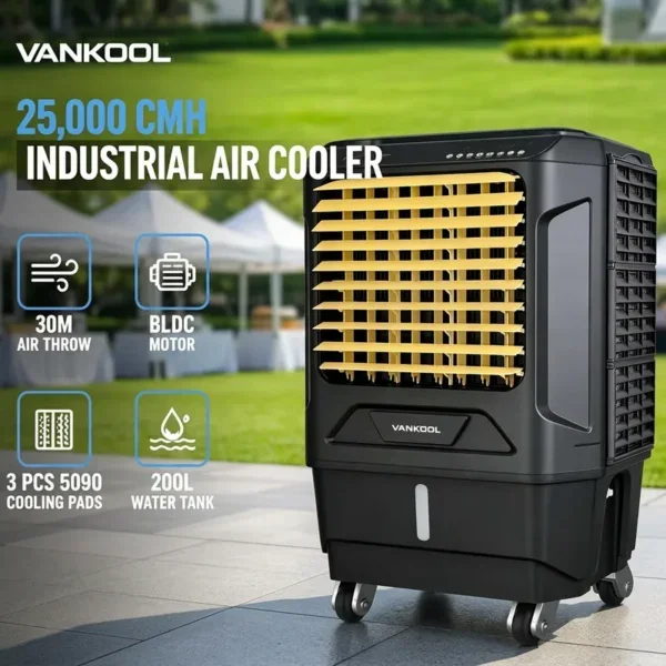Evaporative Air Cooler, 40%, 25000cmh, Portable, 200L