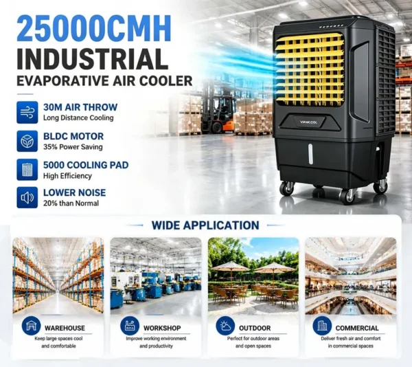 Evaporative Air Cooler, 40%, 25000cmh, Portable, 200L - view 2