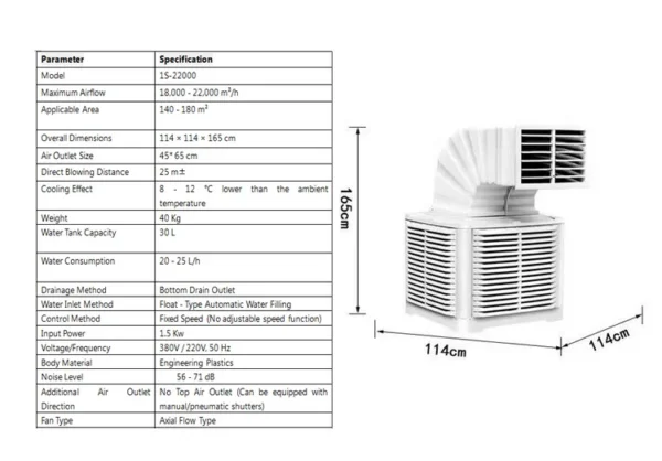 Evaporative Air Cooler, Portable, 220-230V, Water - view 4