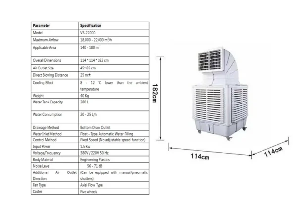 Evaporative Air Cooler, Portable, 220-230V, Water - view 5