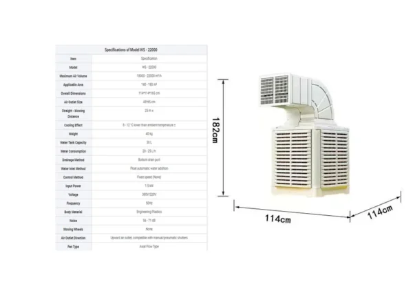 Evaporative Air Cooler, Portable, 220-230V, Water - view 6