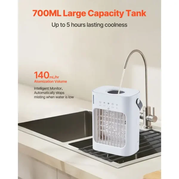 Evaporative Air Cooler, Portable, 4-in-1, 700ml, 0.7H - view 4