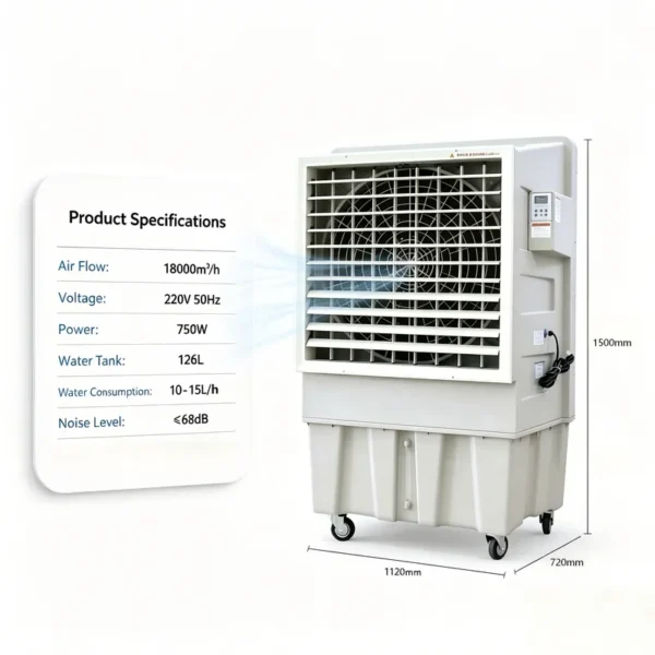 Evaporative Air Cooler, Portable, KDT-18, 18000m³/h, LCD - view 3