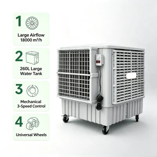 Evaporative Industrial Air Cooler, 18000m³/h, Portable - view 4