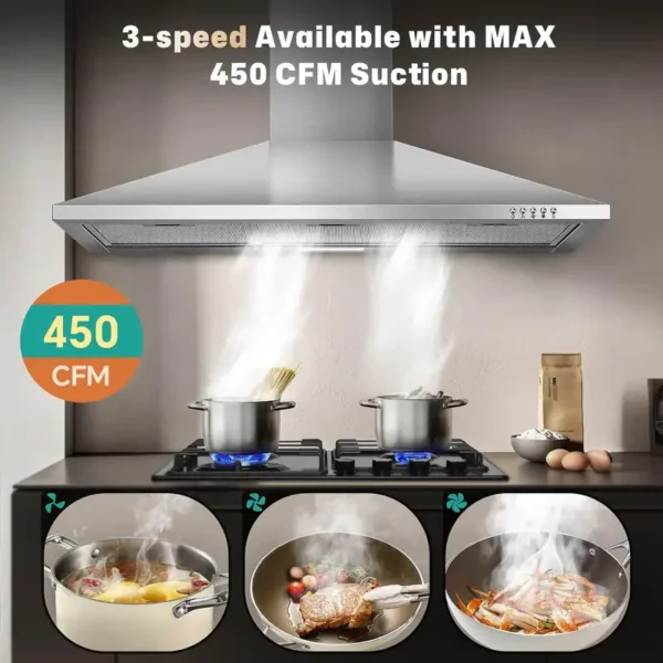 Exhaust Fan, 450CFM, Wall, Stainless, Steel - view 3