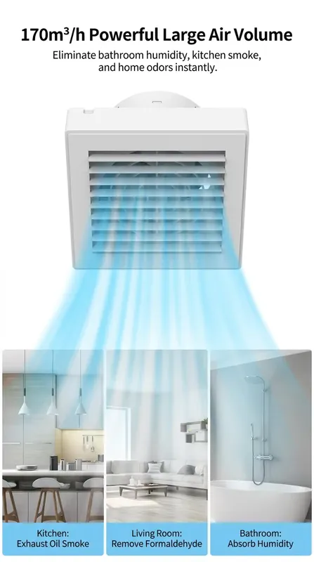 Exhaust Fan, IPX4, Waterproof, Wall, Copper - view 4