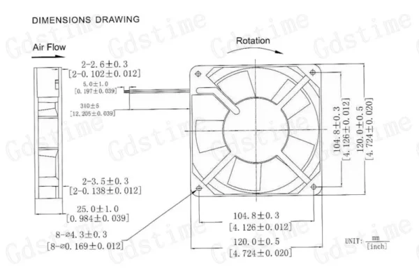 Fan, GAA1225, 110V, 115V, 120V - view 2