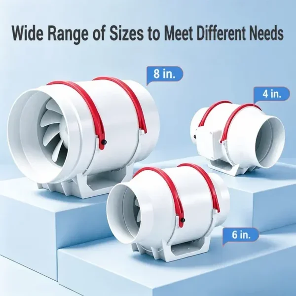 Flow Duct Booster Fan, 200mm, 220 V, Plastic