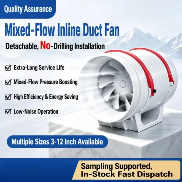 Flow Duct Booster Fan, 200mm, 220 V, Plastic - view 4