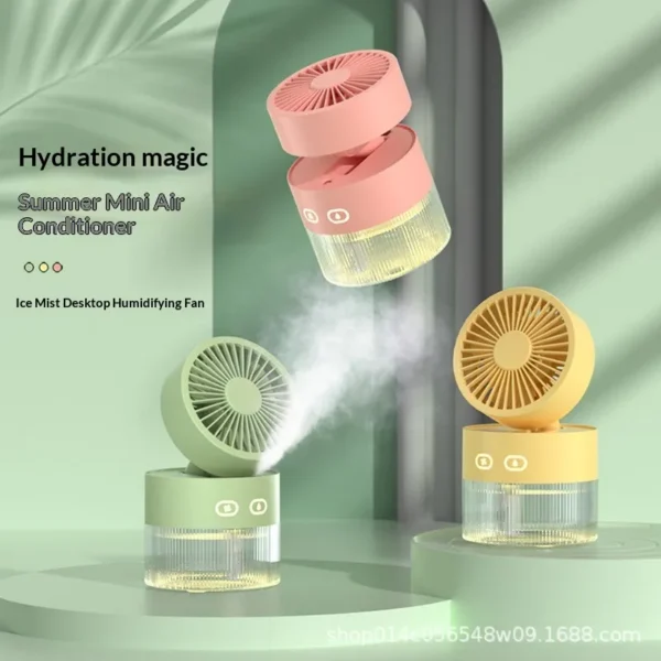 Foldable Humidifying Spray Fan, 3-Speed, Portable - view 2